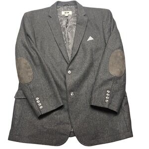 Joseph Abboud JOE Tweed Herringbone Blazer Jacket Mens Elbow Patches XXL 2XL 46